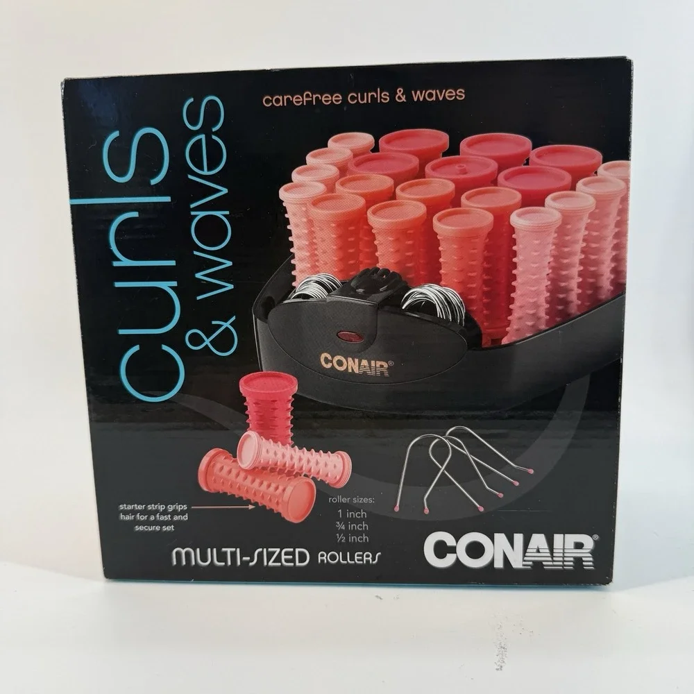Conair Curls & Waves Multi-Sized Hot Rollers 20 Assorted Rollers Easy Grip HR83S - Picture 1 of 10